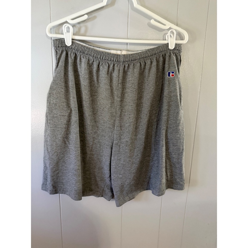 Russell Athletic Shorts Mens XL Gray Elastic Waist Jersey Knit Pockets